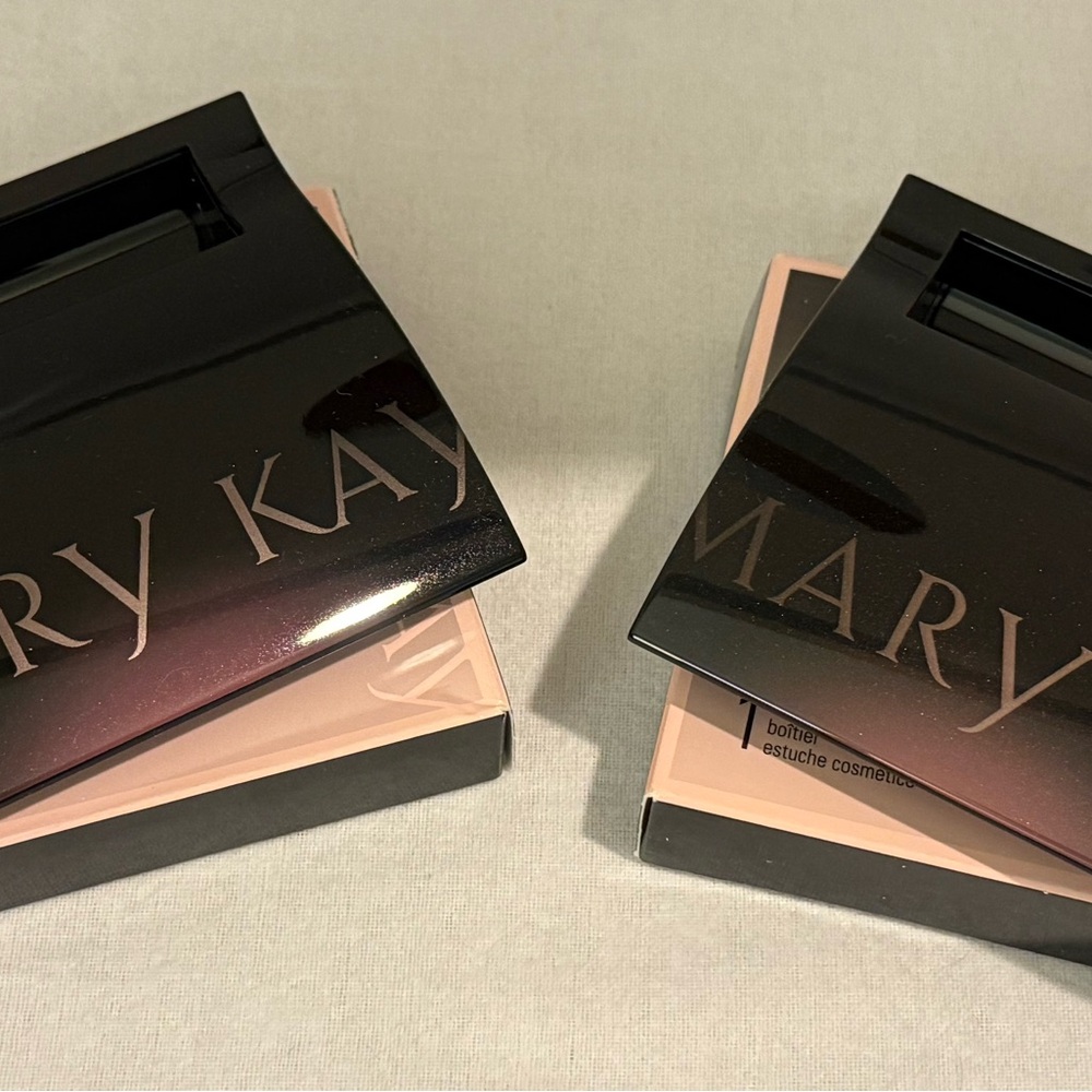 Mary Kay Refillable Custom Elegant Black Makeup Compact Lot of 2 Empty